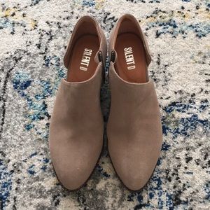 Anthropologie Taupe Leather Cutout Booties